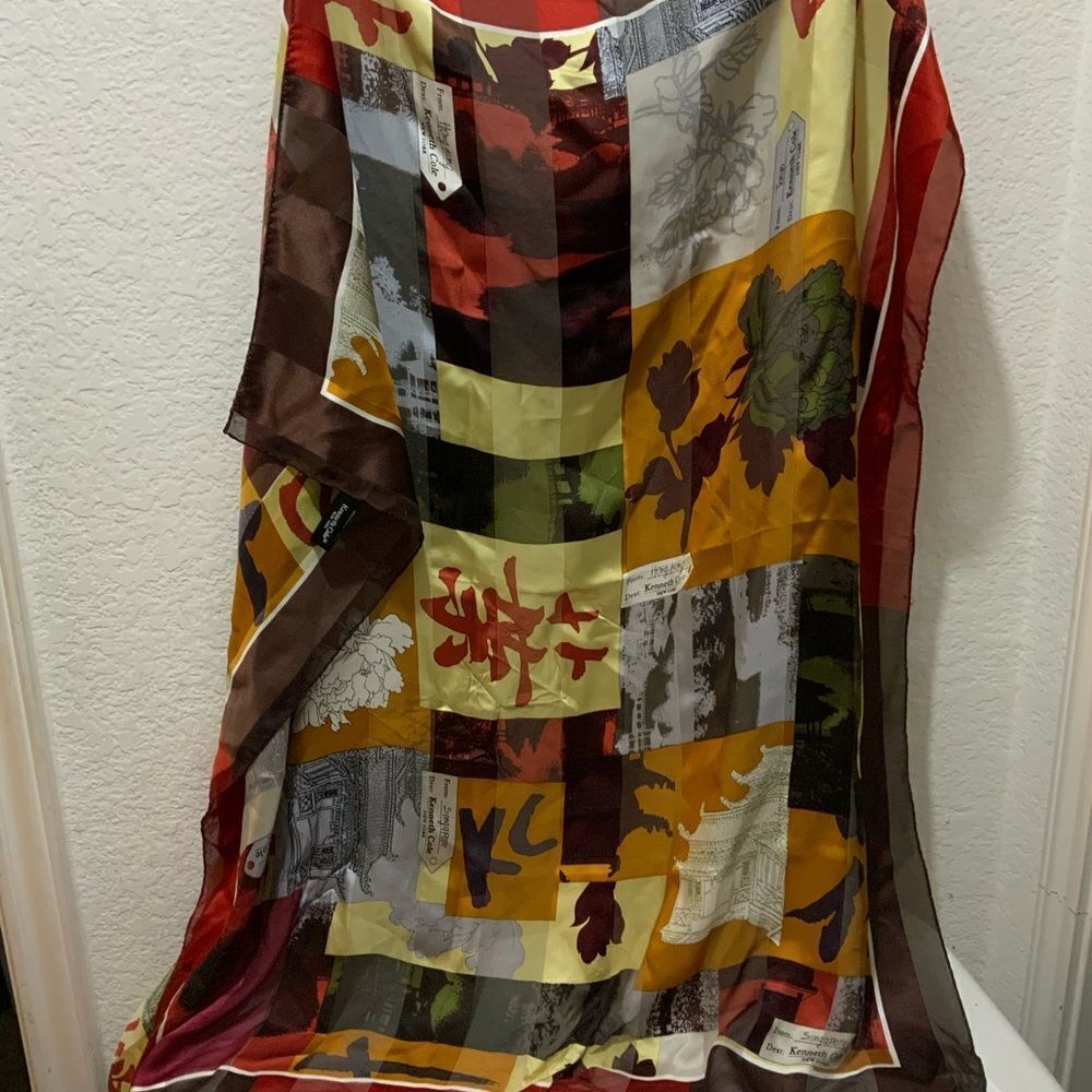 KENNETH COLE New York 100% Silk Scarf - Singapore, Tokyo, Hong Kong